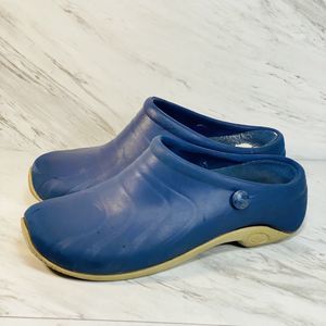 Anywear Unisex Workwear Blue Clog Backstrap Shoe Slip Resistant-Size 8